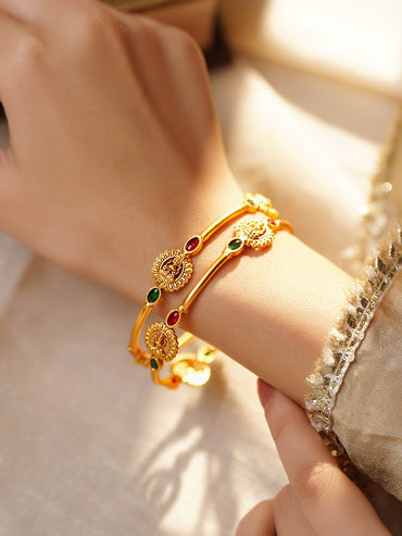 Temple Glow Ruby Emerald Bangles