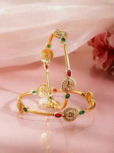 Temple Glow Ruby Emerald Bangles