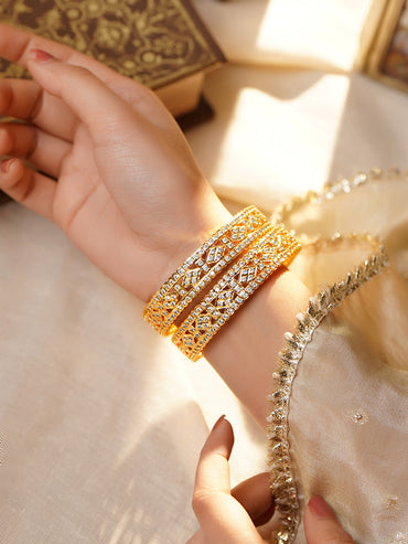 Wedding Shine Gold CZ Bangles