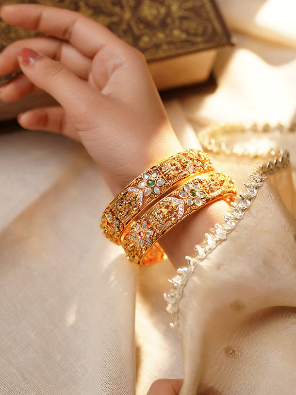 Festive Charm Temple Kundan Bangles