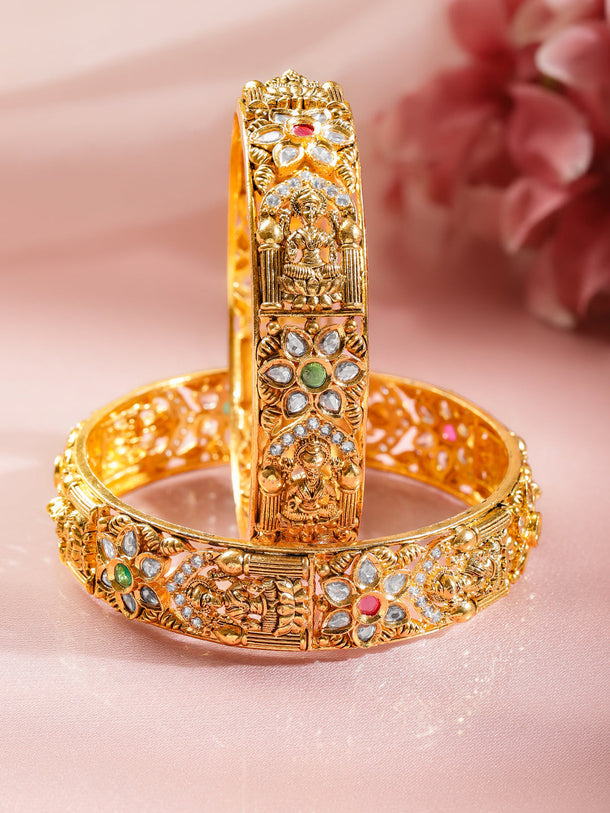 Festive Charm Temple Kundan Bangles