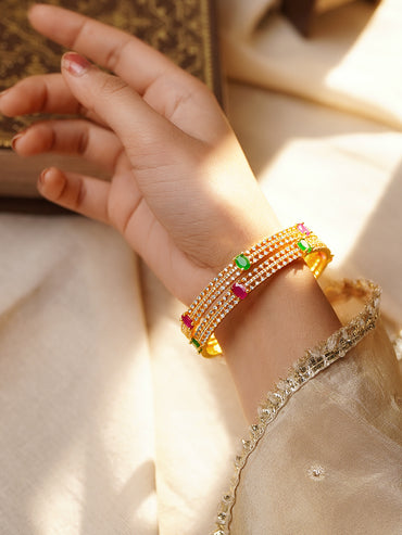 Traditional Shine Emerald Ruby Bangles