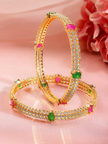 Traditional Shine Emerald Ruby Bangles