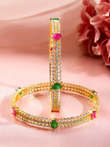 Traditional Shine Emerald Ruby Bangles