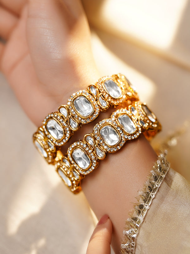 Royal Kundan Glow Gold Bangles