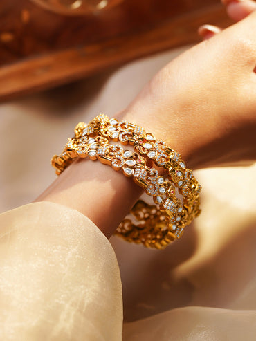 Royal Glow Gold Cubic Zirconia Bangles