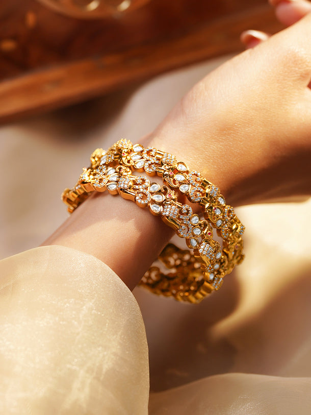 Royal Glow Gold Cubic Zirconia Bangles