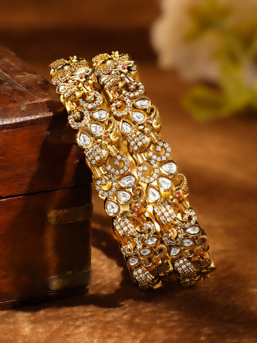 Royal Glow Gold Cubic Zirconia Bangles