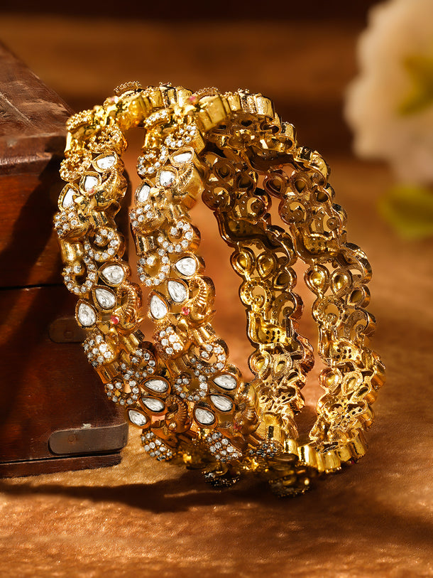 Royal Glow Gold Cubic Zirconia Bangles