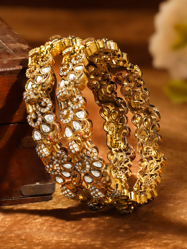 Royal Glow Gold Cubic Zirconia Bangles