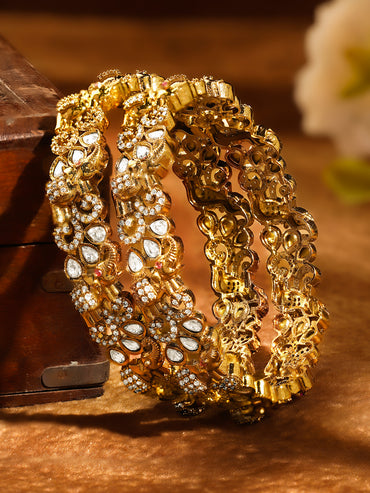 Royal Glow Gold Cubic Zirconia Bangles