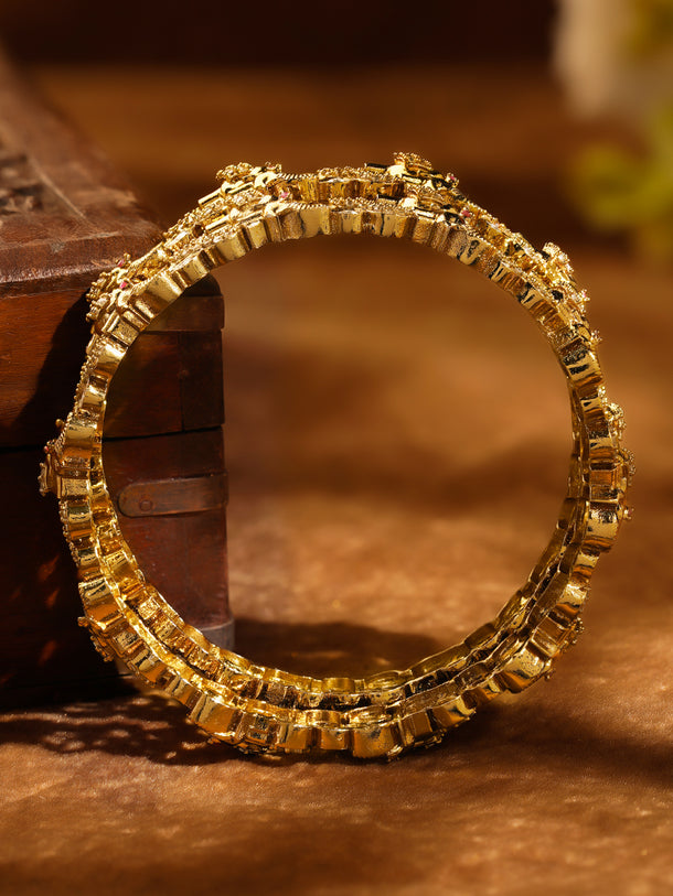 Royal Glow Gold Cubic Zirconia Bangles