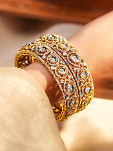 Royal Kundan Glow Gold Bangles Set