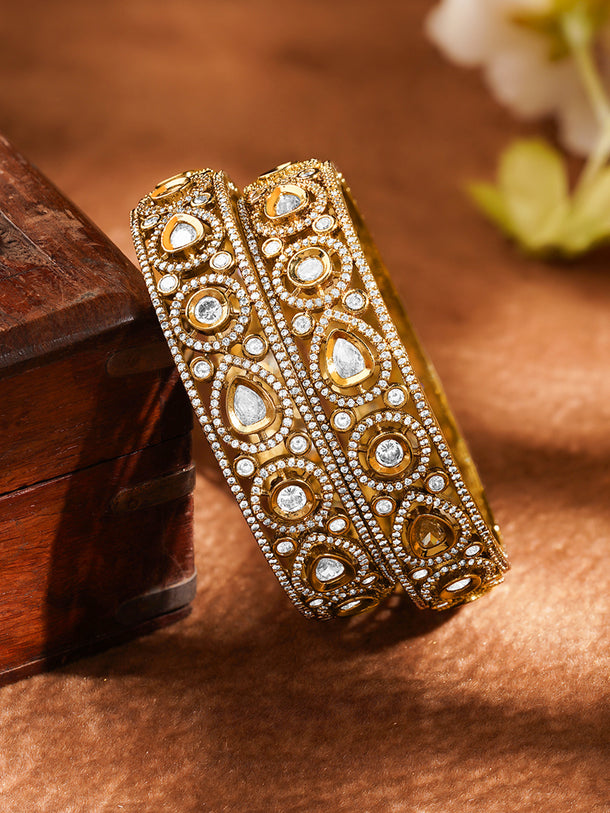 Royal Kundan Glow Gold Bangles Set