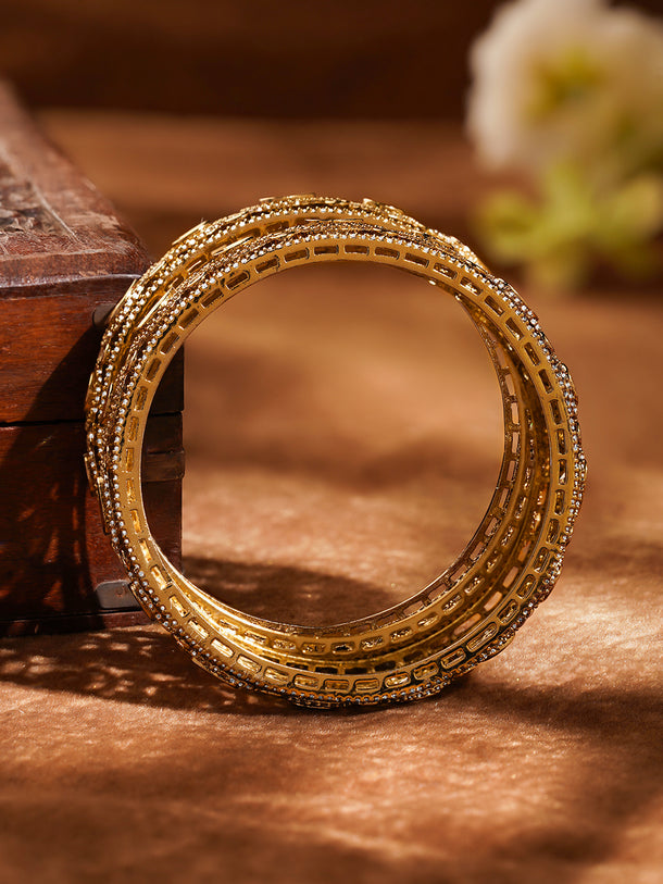 Royal Kundan Glow Gold Bangles Set