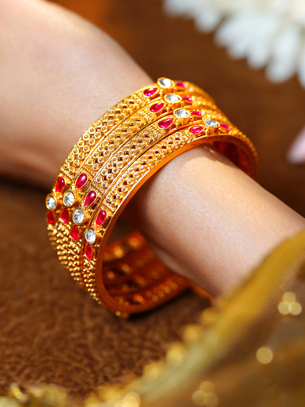 Heritage Gold Statement Bangles Set