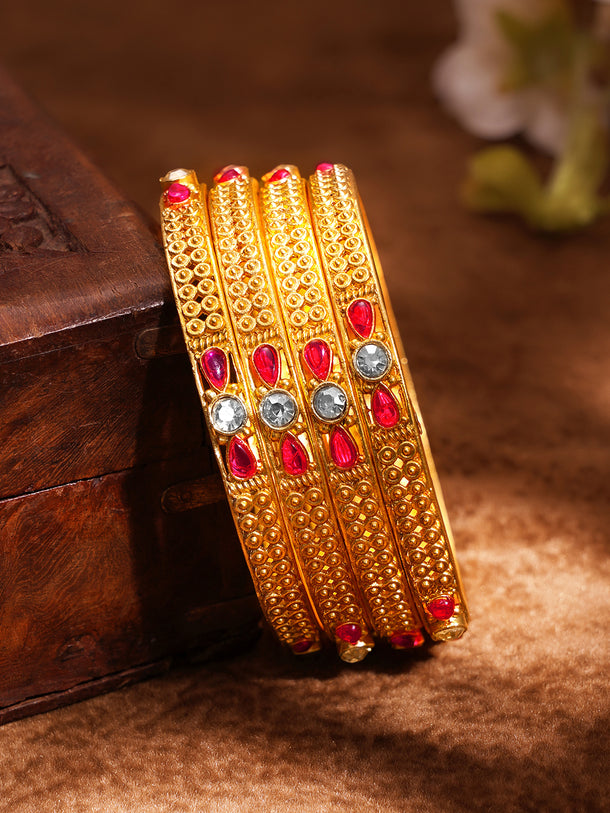 Heritage Gold Statement Bangles Set