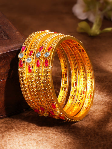 Heritage Gold Statement Bangles Set