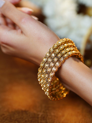 Champagne Gold Zirconia Statement Bangle Set