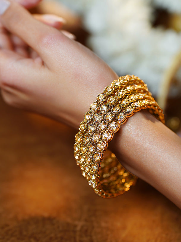 Champagne Gold Zirconia Statement Bangle Set