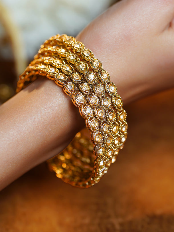 Champagne Gold Zirconia Statement Bangle Set