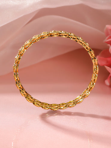 Champagne Gold Zirconia Statement Bangle Set