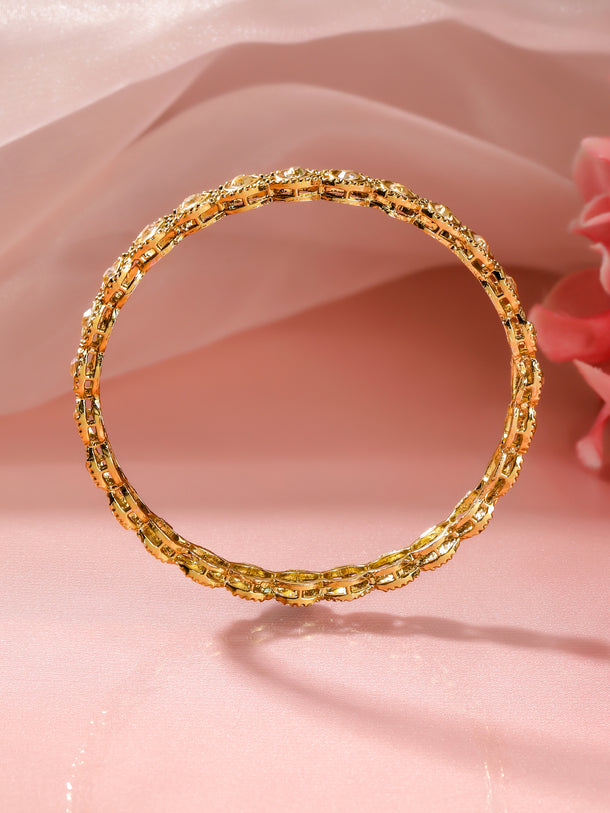 Champagne Gold Zirconia Statement Bangle Set