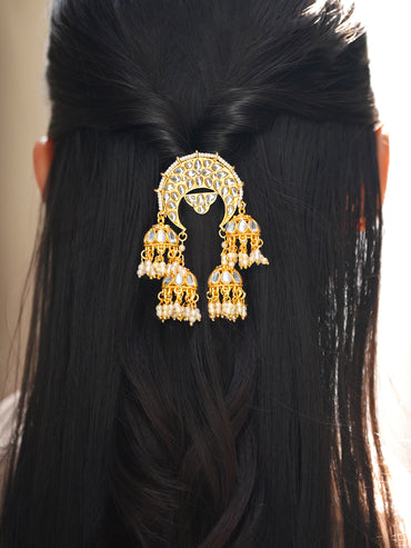 Opulent Kundan Hair Brooch
