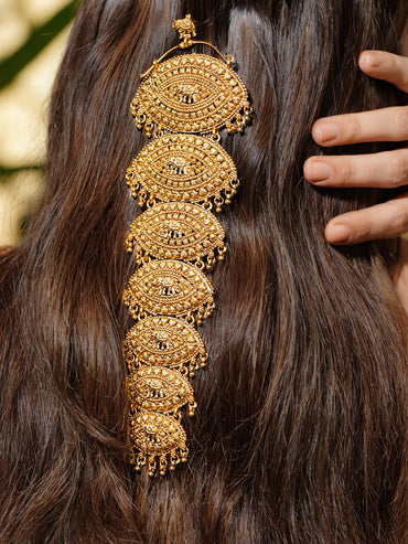 Gold Toned Hair Brooch With Elephant Motif