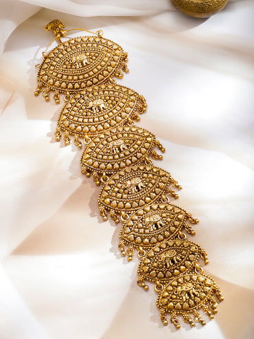 Gold Toned Hair Brooch With Elephant Motif