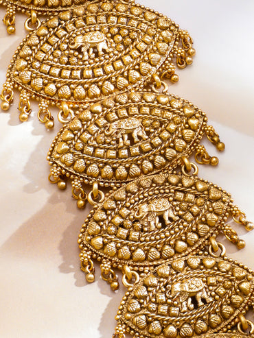 Gold Toned Hair Brooch With Elephant Motif