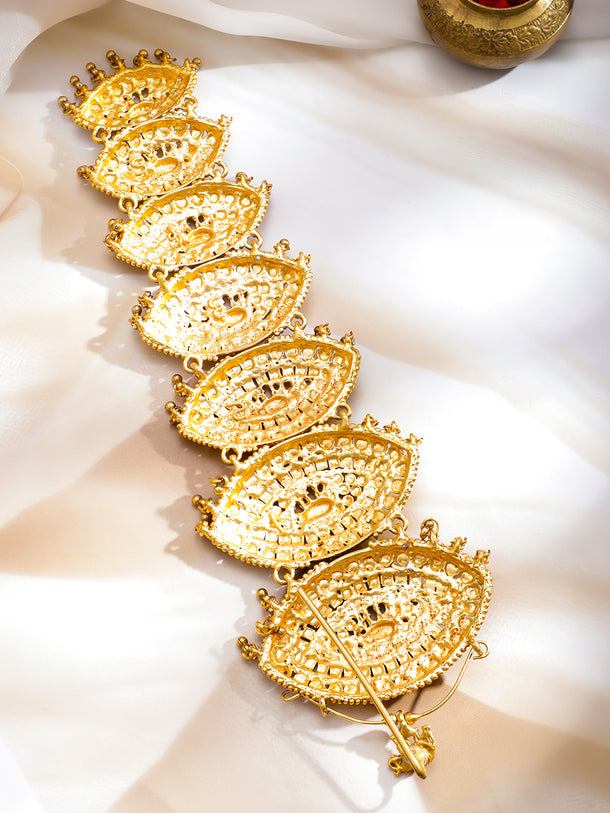 Gold Toned Hair Brooch With Elephant Motif
