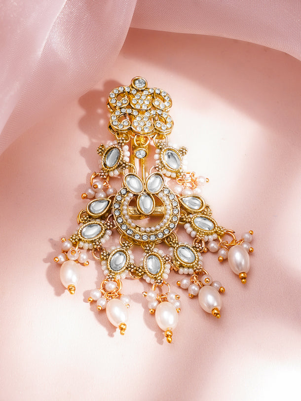 Royal Kundan Pearl Statement Hair Accessory