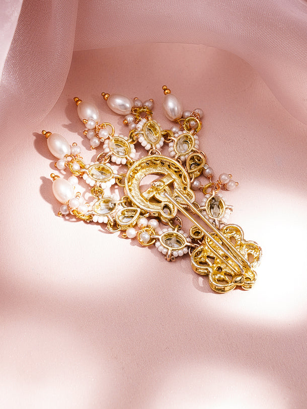 Royal Kundan Pearl Statement Hair Accessory