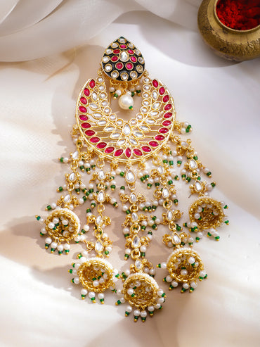 Floral Crest Kundan Hair Brooch