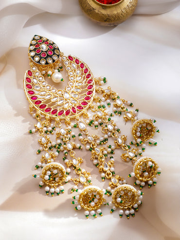 Floral Crest Kundan Hair Brooch