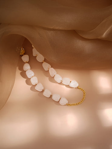 Gold Plated Brass Pastel Pink & Green Beaded Statement Choker