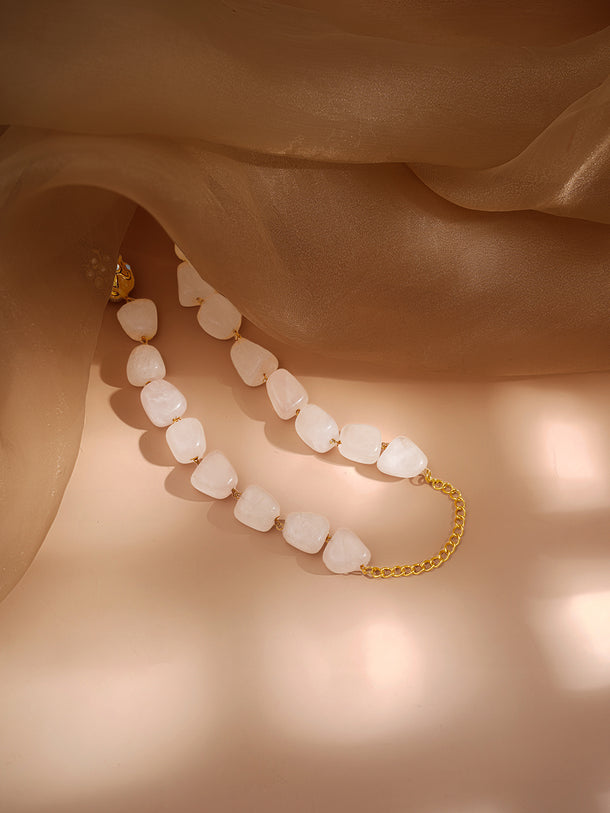 Gold Plated Brass Pastel Pink & Green Beaded Statement Choker