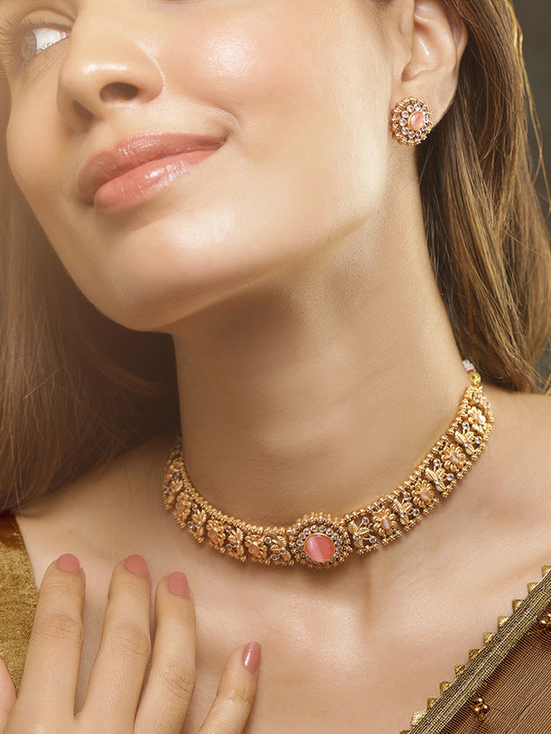 American Diamond Zirconia Green Choker Set