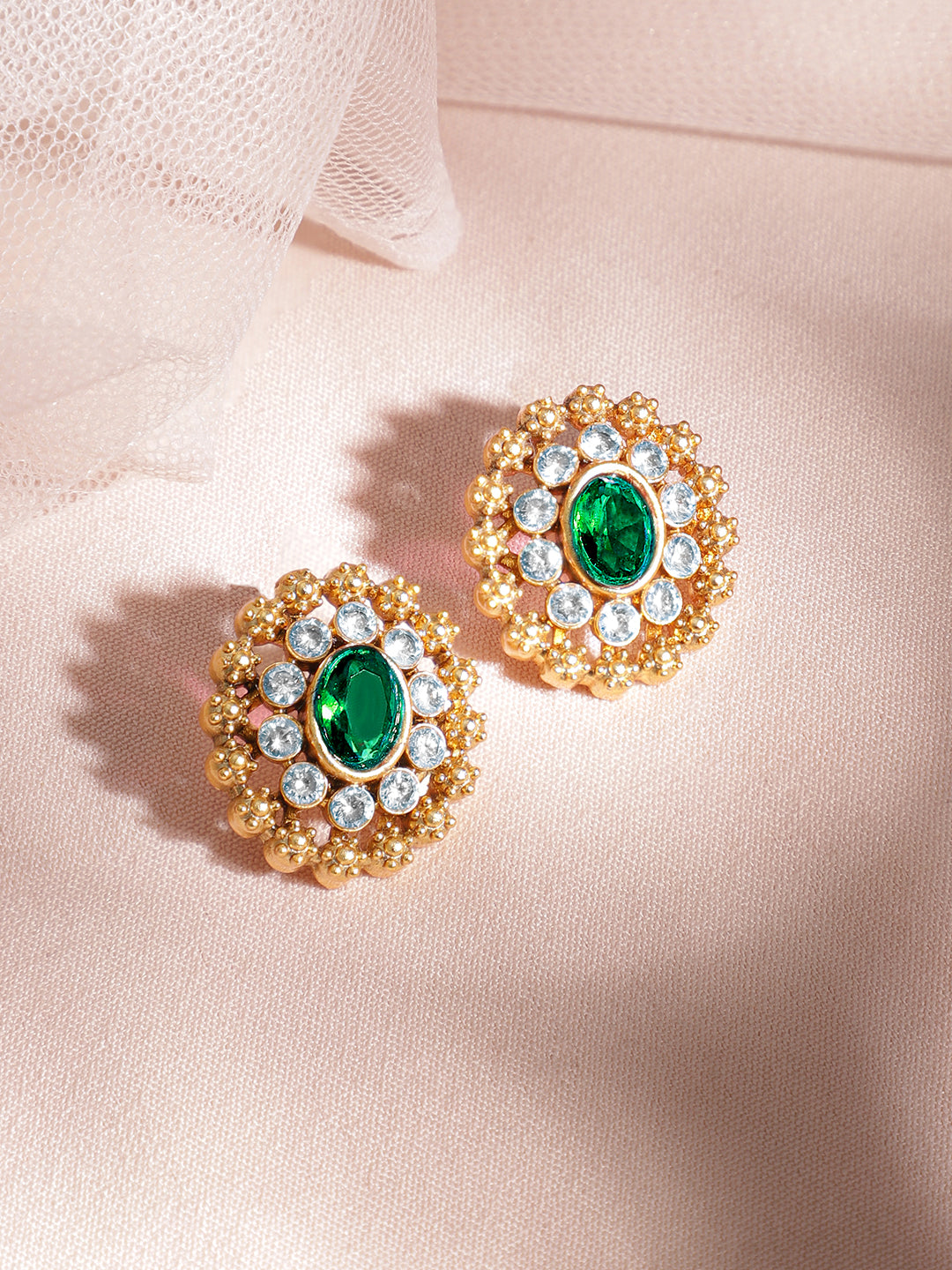 Enchanting Green Gold Plated Choker Set