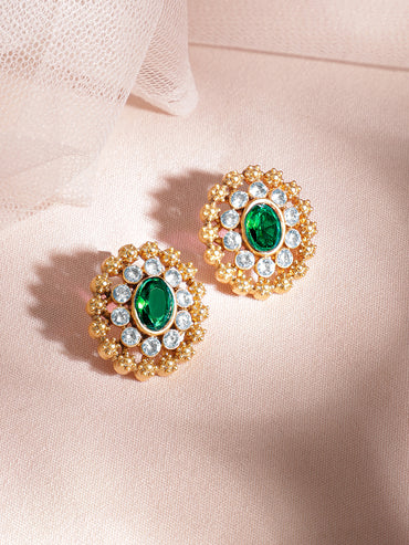 Enchanting Green Gold Plated Choker Set