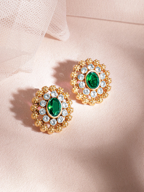 Enchanting Green Gold Plated Choker Set