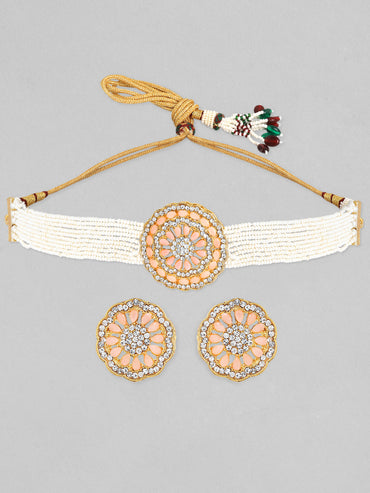 Charming Soft Peach Choker Set