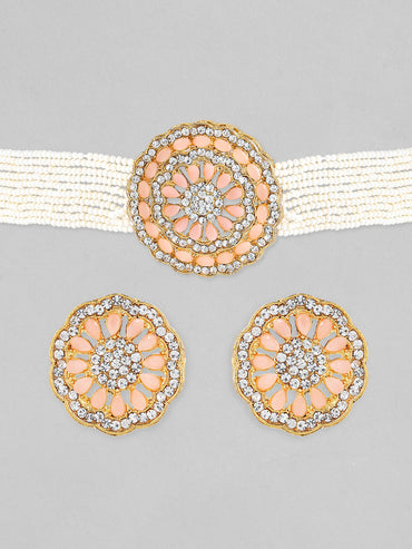 Charming Soft Peach Choker Set