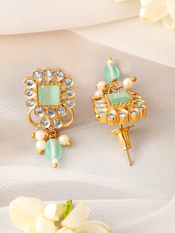 American Diamond Zirconia Green Beads Necklace Set