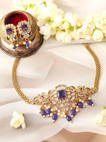 American Diamond Zirconia Blue Choker Set