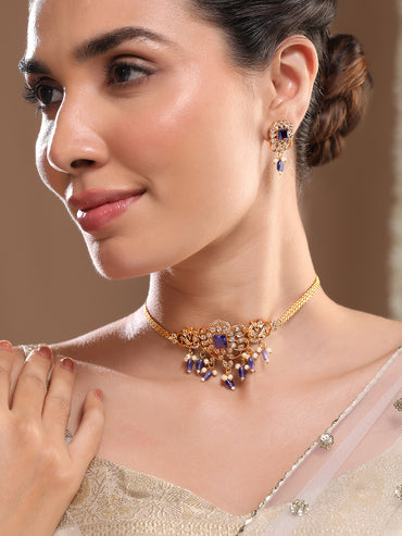 American Diamond Zirconia Blue Choker Set