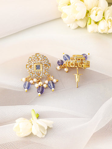 American Diamond Zirconia Blue Beaded Necklace Set