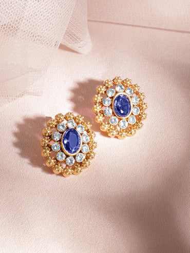 Blue Floral Gold Choker Set