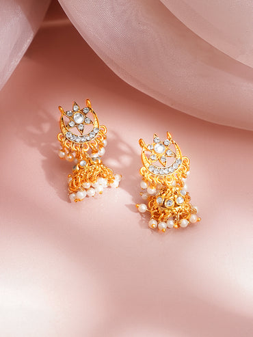 Kundan Pearl Crescent Floral Choker Set